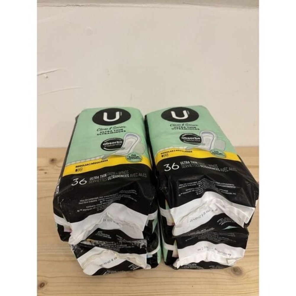 U by KOTEX Security 36 UltraThin Pads + Wings Regular LOT OF 4 - Picture 2 of 6